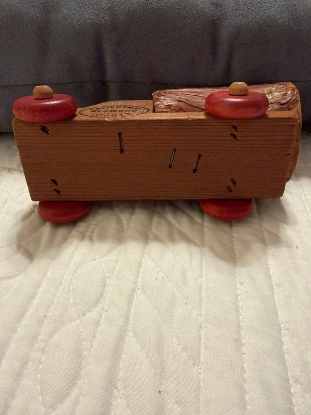 Wooden Toy Truck California Redwood Logger Vintage Collectible